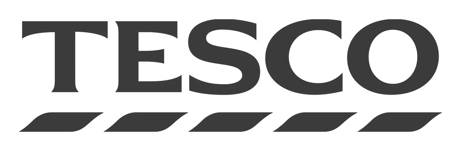 Text logo for Tesco supermarket