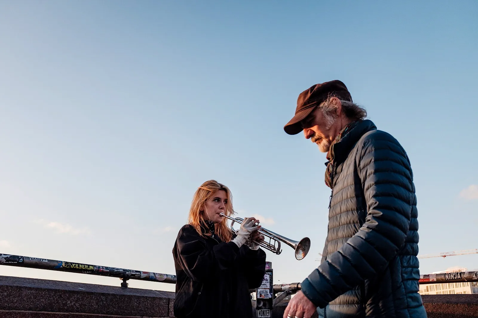 Girl playing trumpet in Berlin